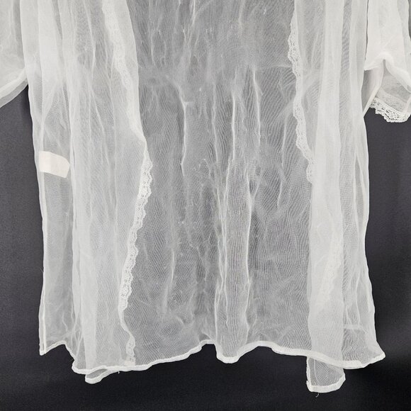 Vintage Sears Sheer Robe Womens Large Nylon Lace Trim Lingerie Made USA 70s - Picture 7 of 8
